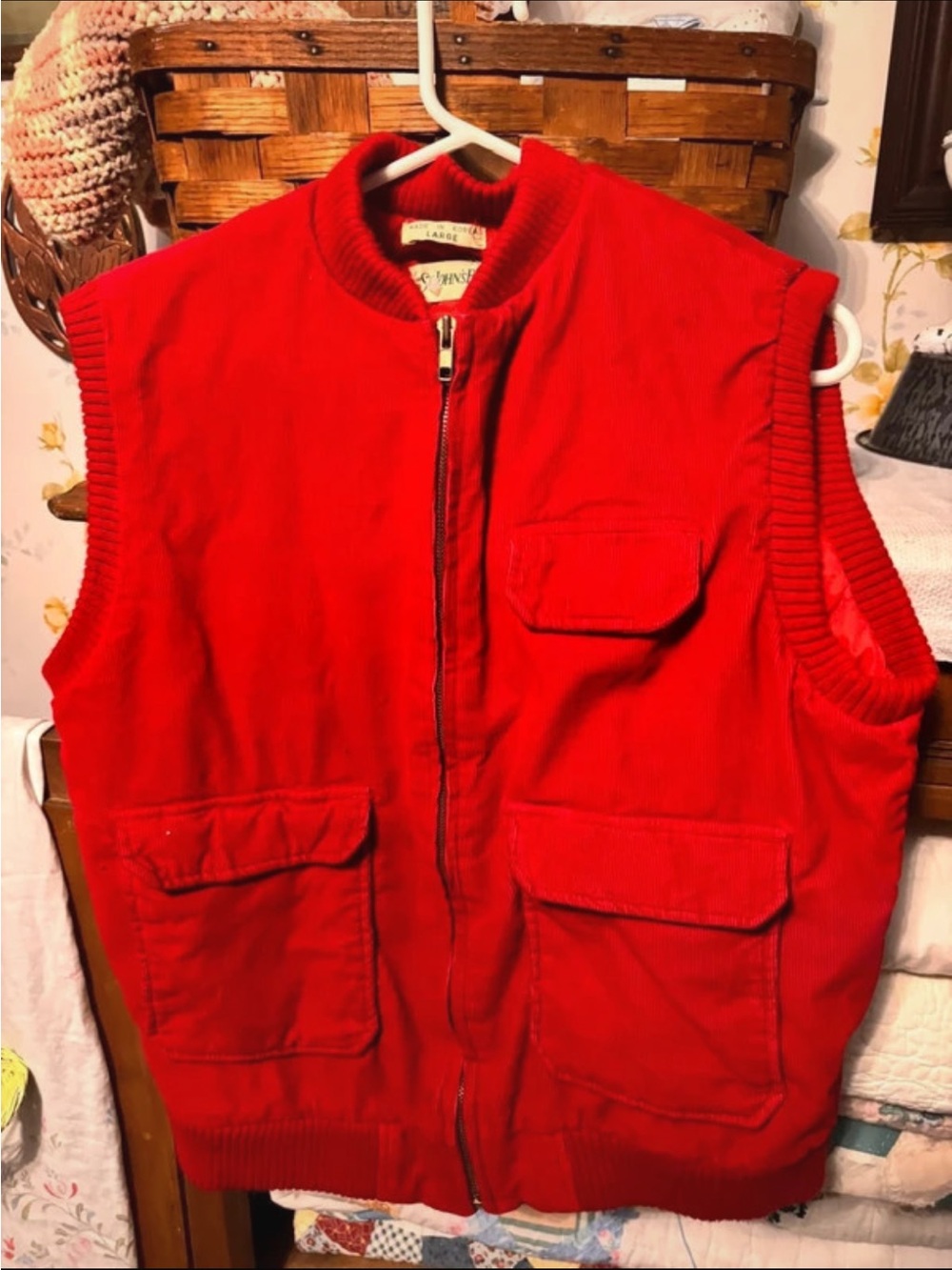 Vintage St. John's Bay Red Corduroy Utility Vest